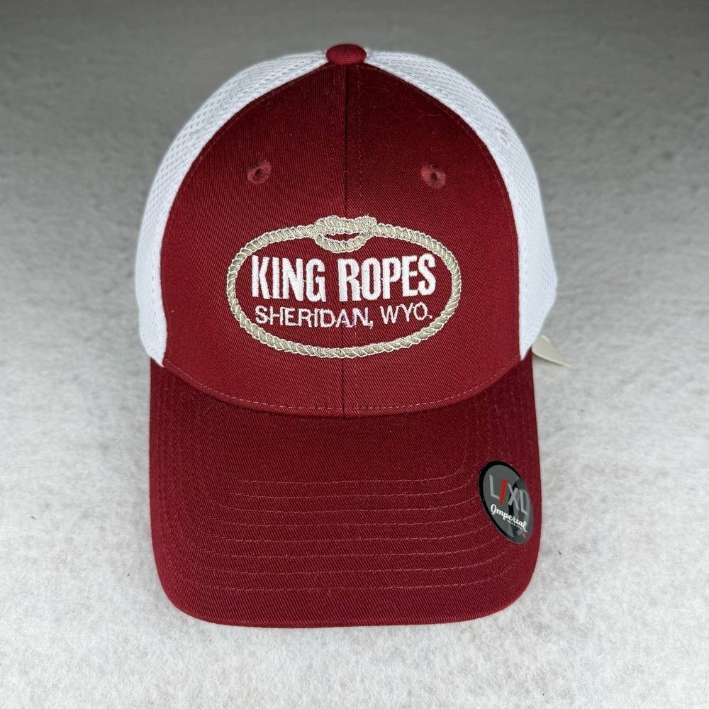 NWT King Ropes Sheridan Wyoming Hat Imperial Maroon White Mesh FitMax70 L/XL